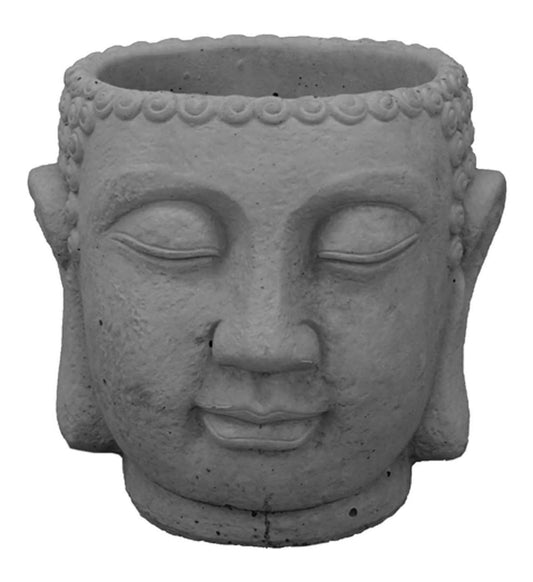 A Concrete Buddha Head Planter